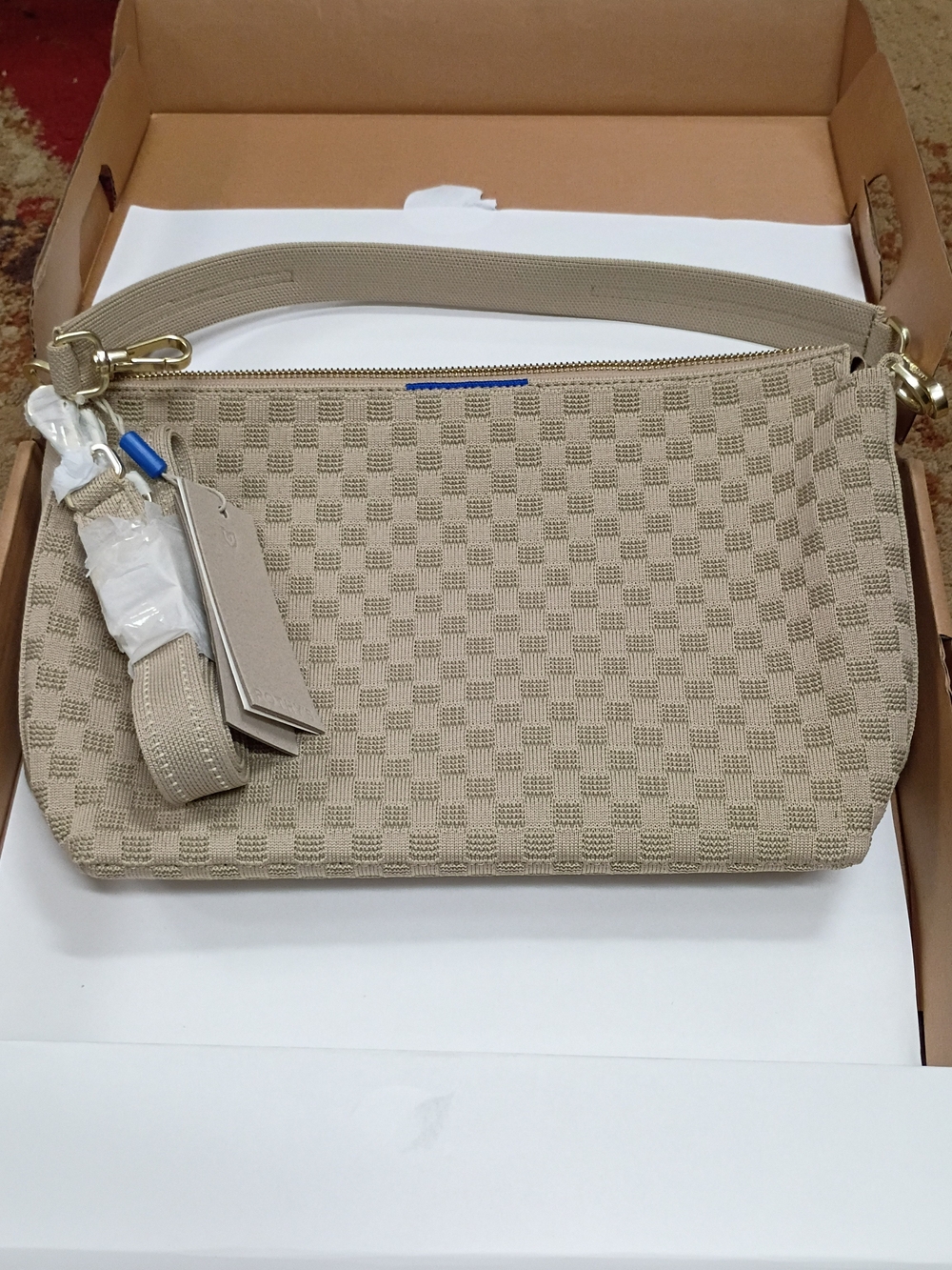 Rothy's Beige Textured Woven Crossbody Bag